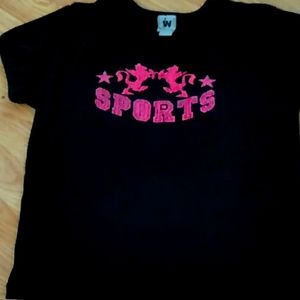 Sports size large t, black and pink, 58% cotton